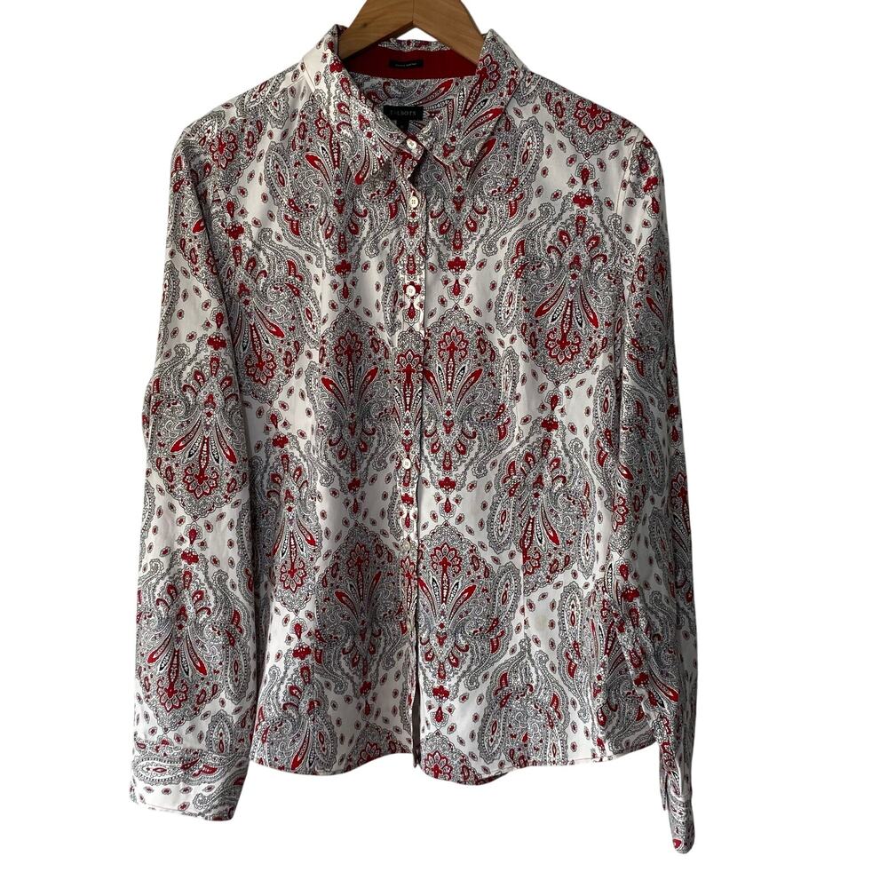 Talbots Womanβs Paisley Button Down Blouse 16 Wrinkle Free Career Old Money